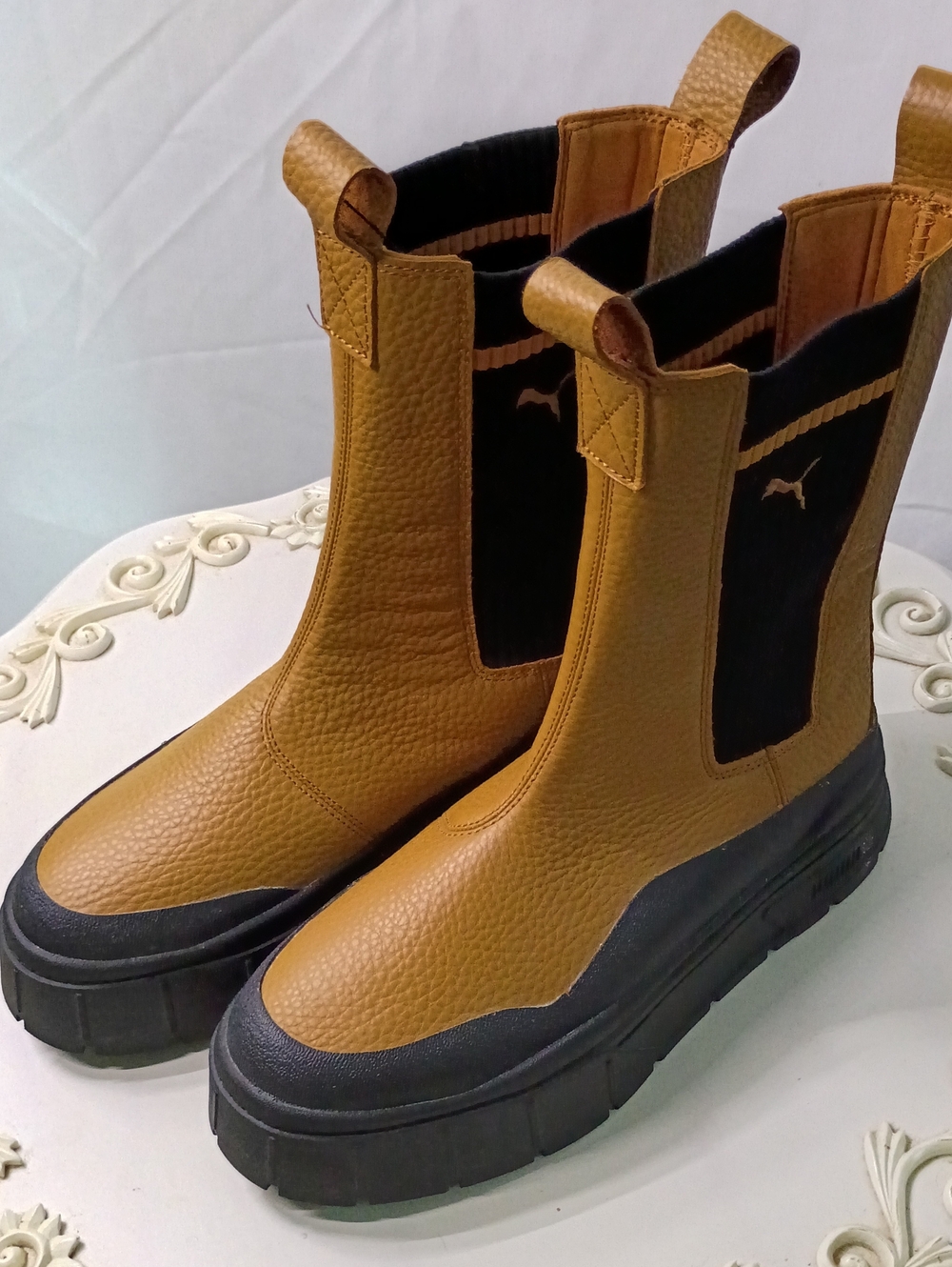 Puma Mayze Stack Chelsea Boots with Black Elastic Panels